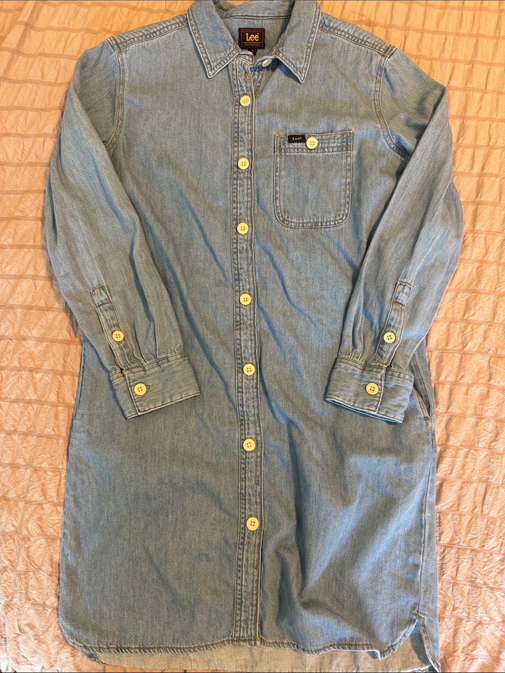 Lee Light Blue Denim Shirt Dress with Chest Pocket